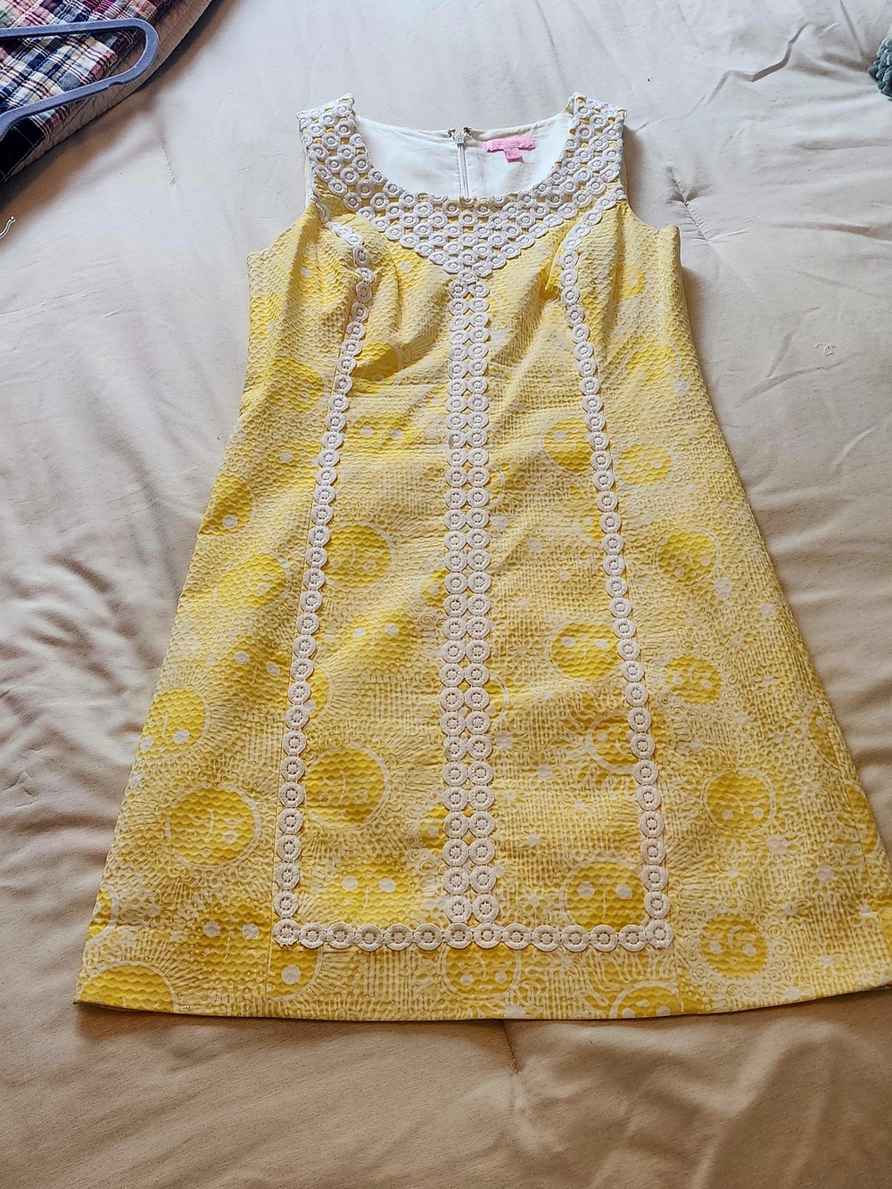 Lilly Pulitzer Yellow Sleeveless Lace-Trim Midi Dress